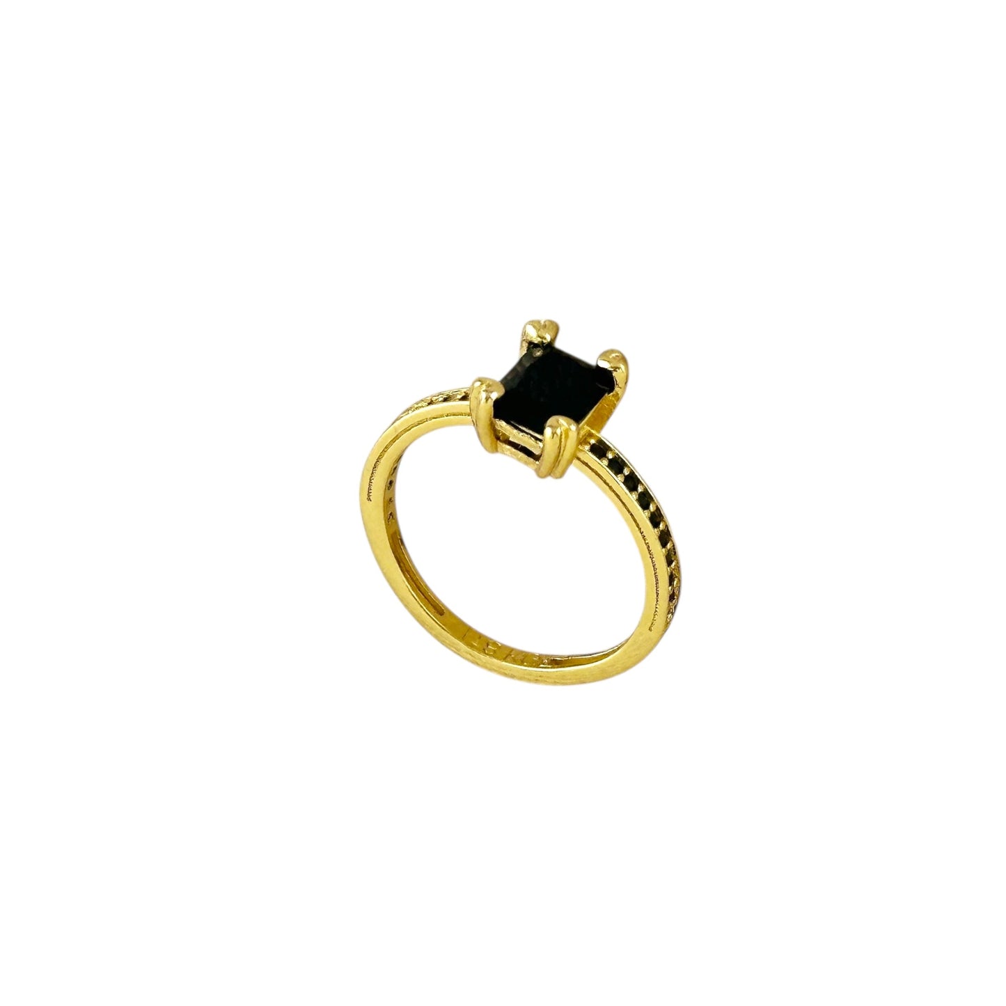 Black CZ Solitaire 18k Gold Filled Ring