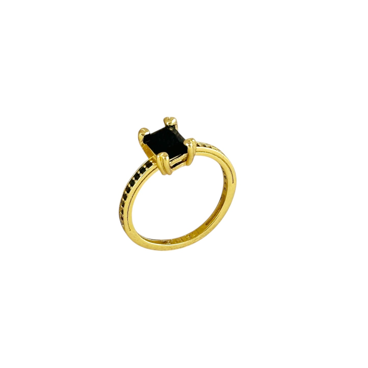 Black CZ Solitaire 18k Gold Filled Ring