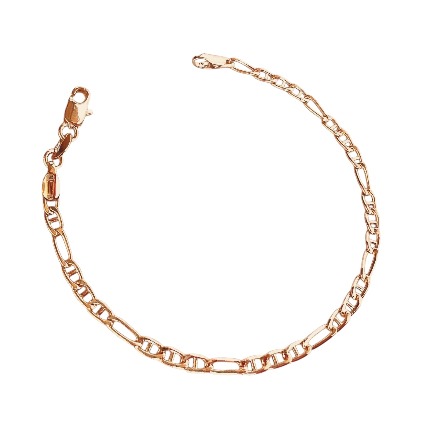 3.5mm Figarucci Link Chain 18k Gold Filled Bracelet