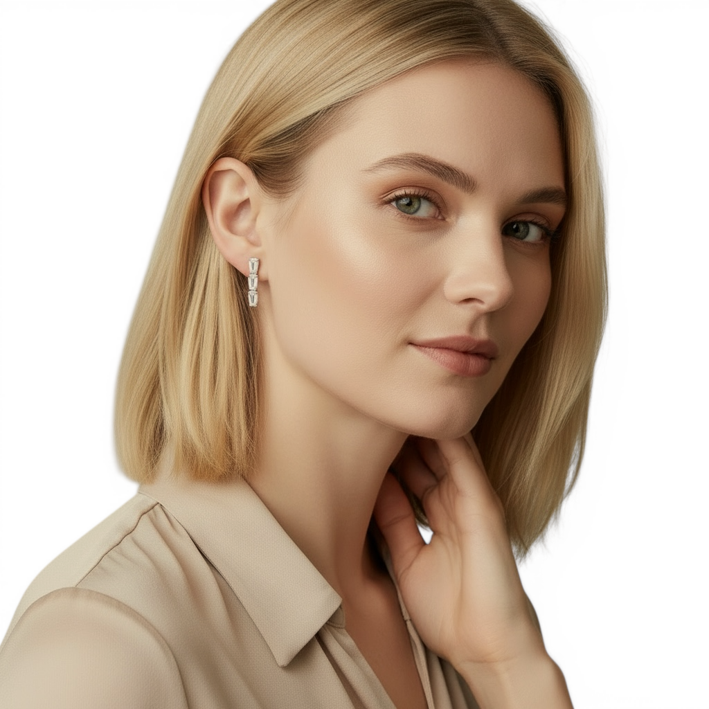 24mm Triple CZ Drop 18K Gold Filled Earrings