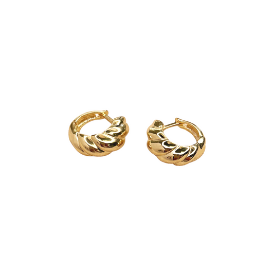 15mm Twisted Dome Huggie Hoop 18K Gold Filled Earrings