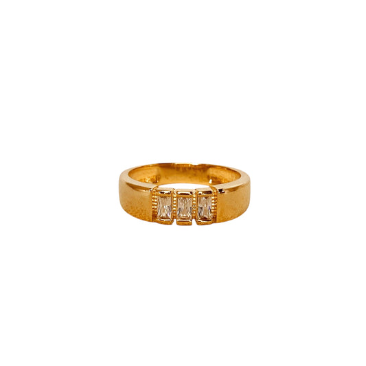 CZ Trio Baguette Band 18k Gold Filled Ring