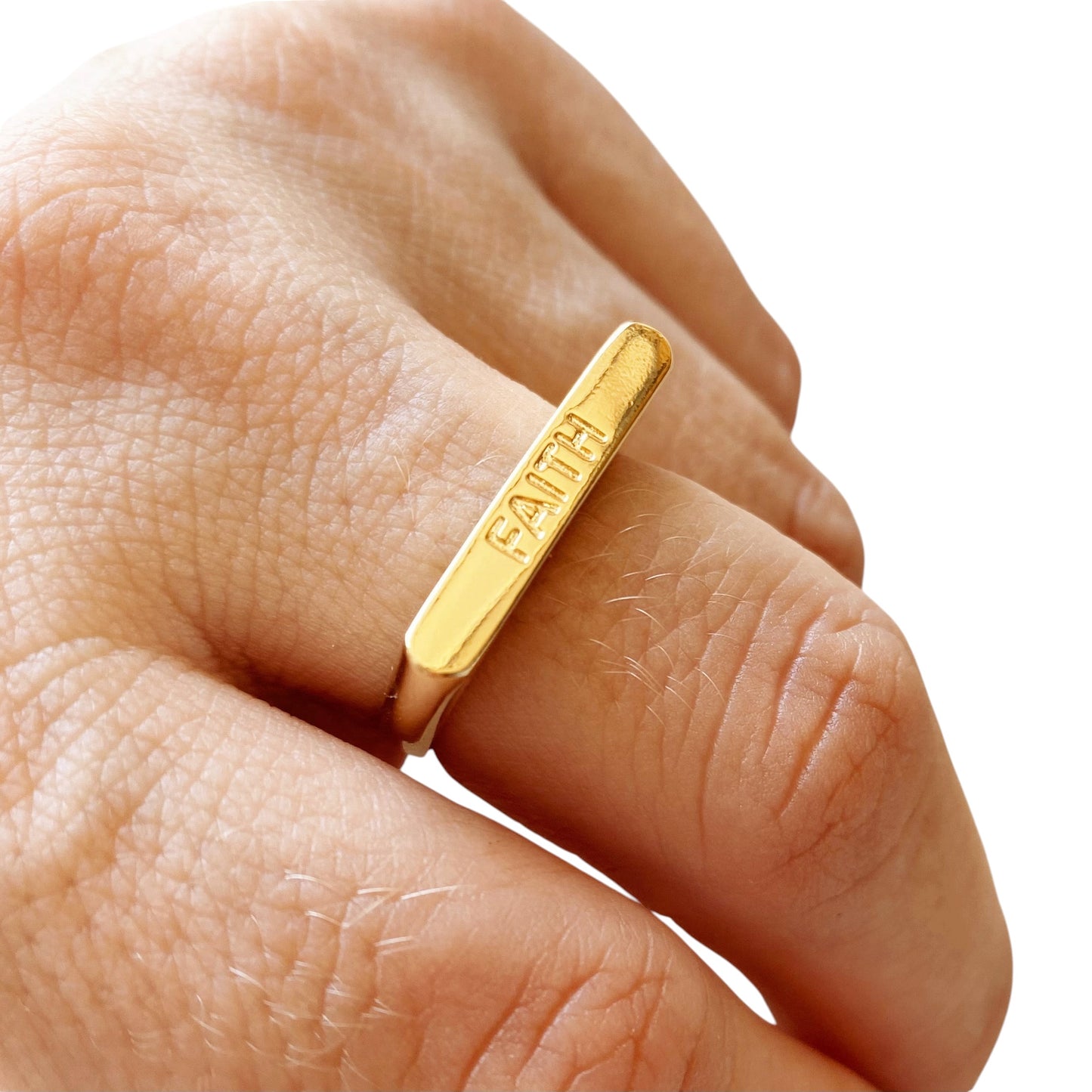 Faith Engraved Stackable 18K Gold Filled Ring
