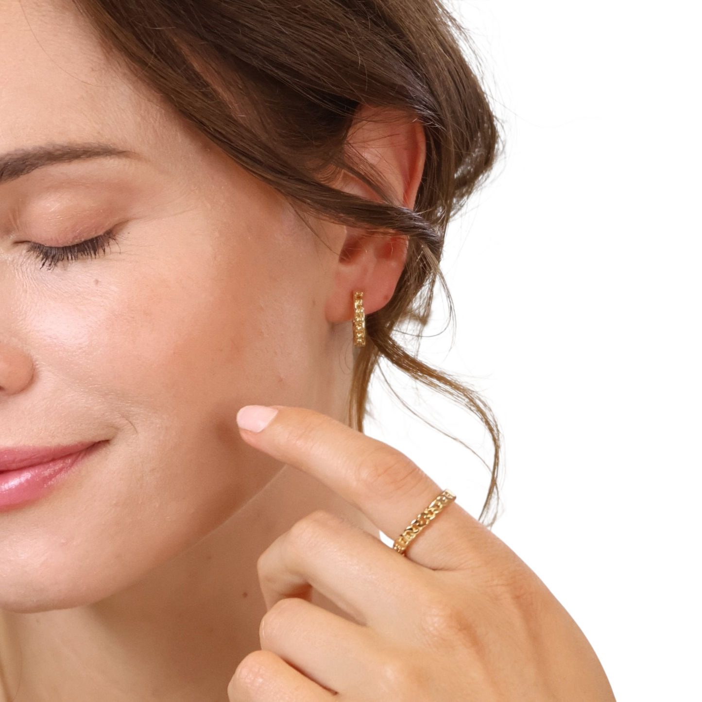 Cuban Chain Huggie Hoop  18k Gold Filled Earrings