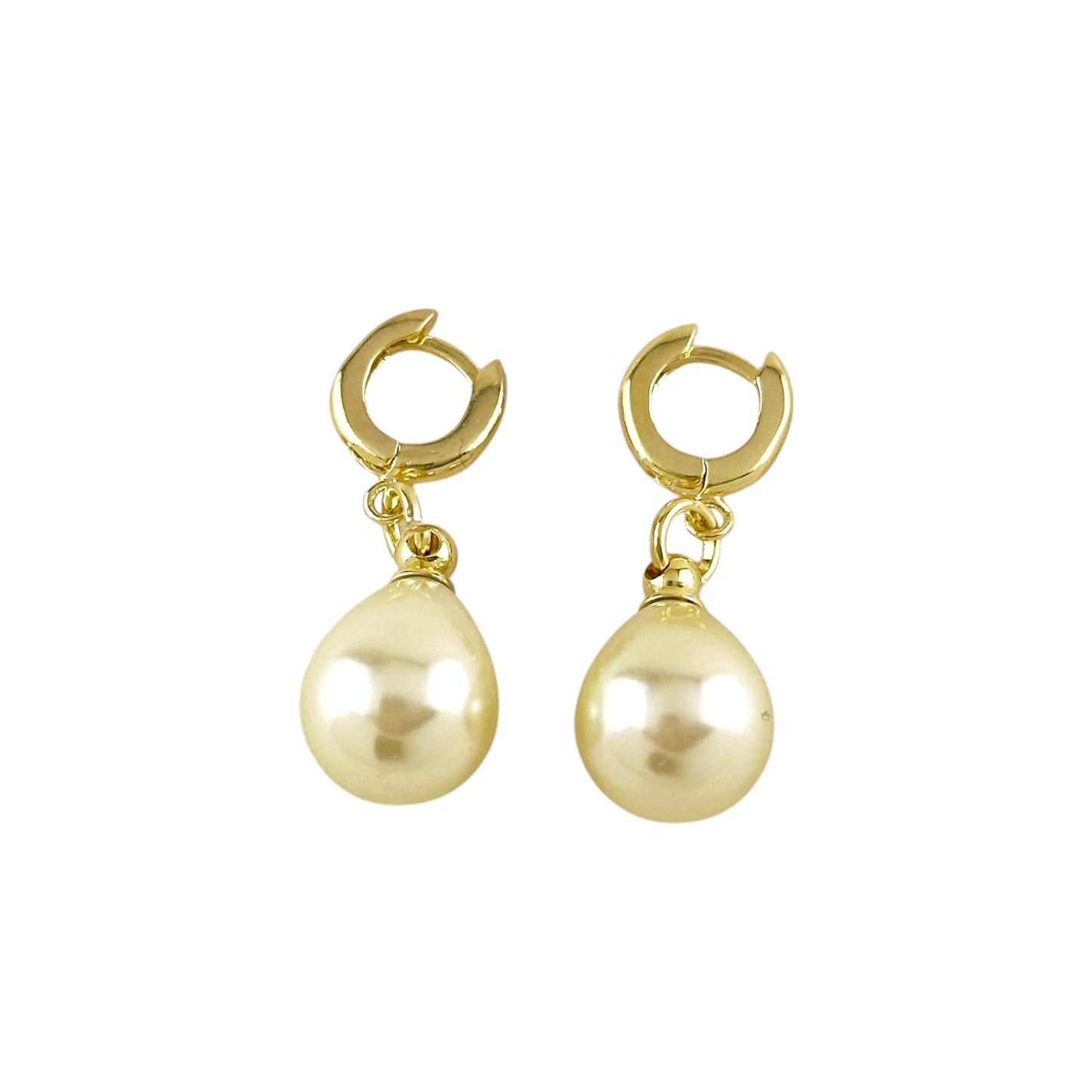 Pearl Drop Hoop 30mm 18K Gold Filled Earrings