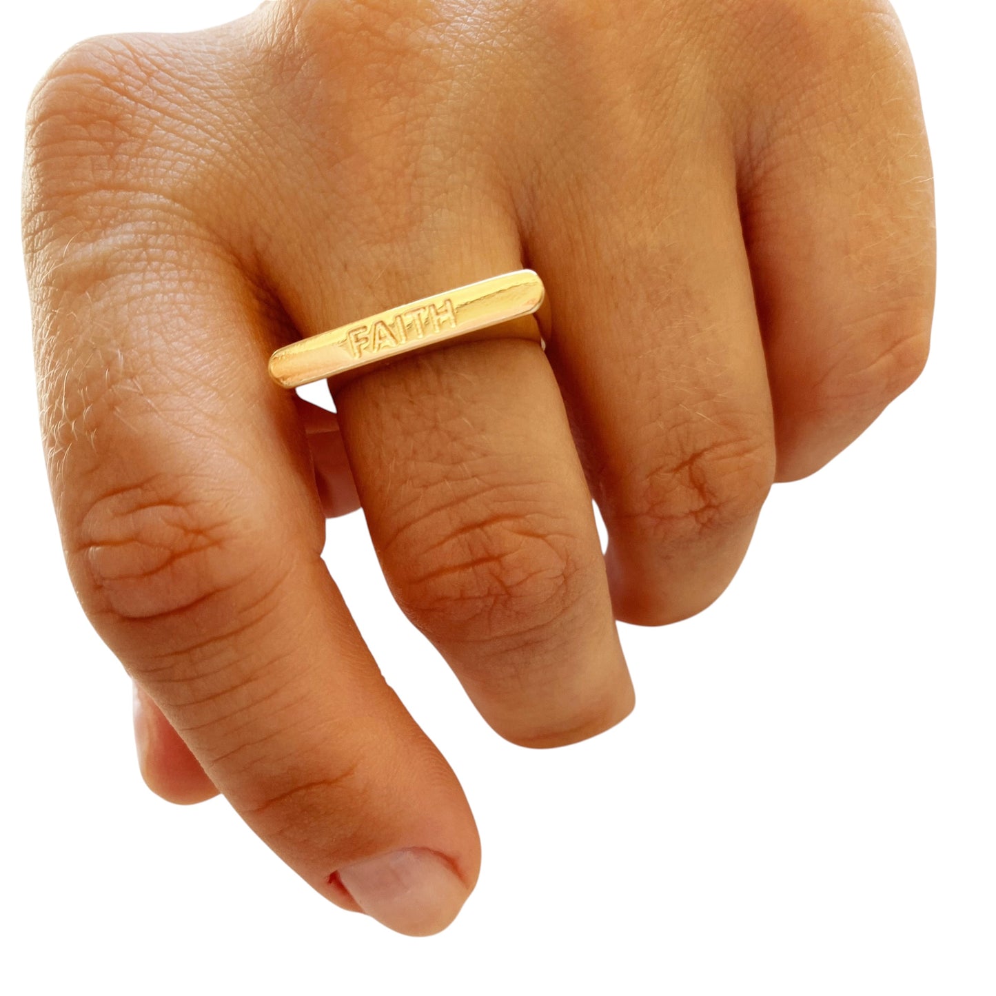 Faith Engraved Stackable 18K Gold Filled Ring
