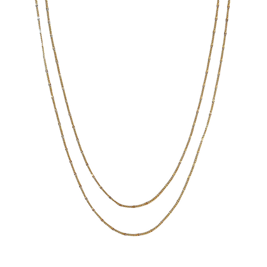 Figaro Battuta Chain 18k Gold Filled Necklace