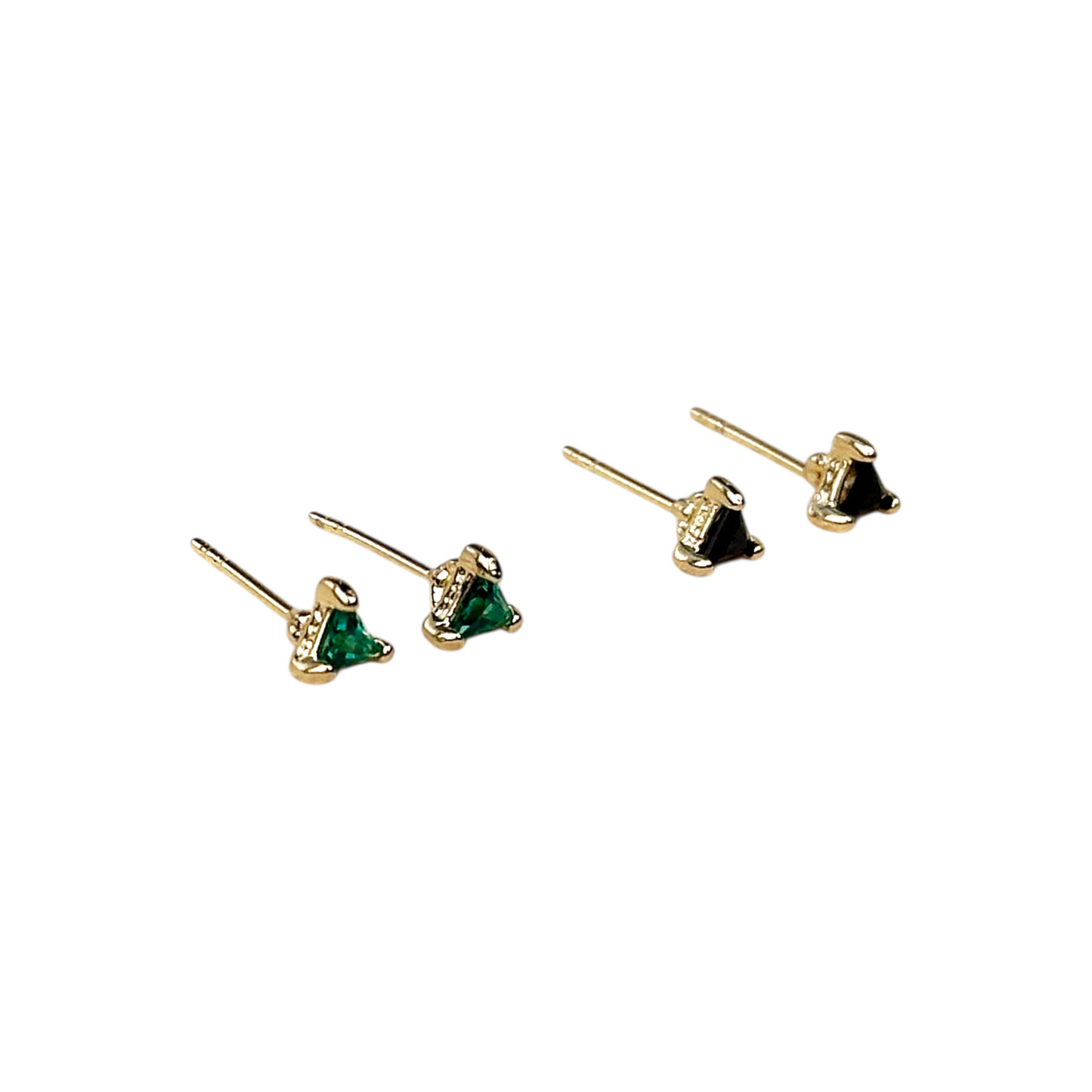 4mm CZ Triangle Stud 18K Gold Filled Earrings