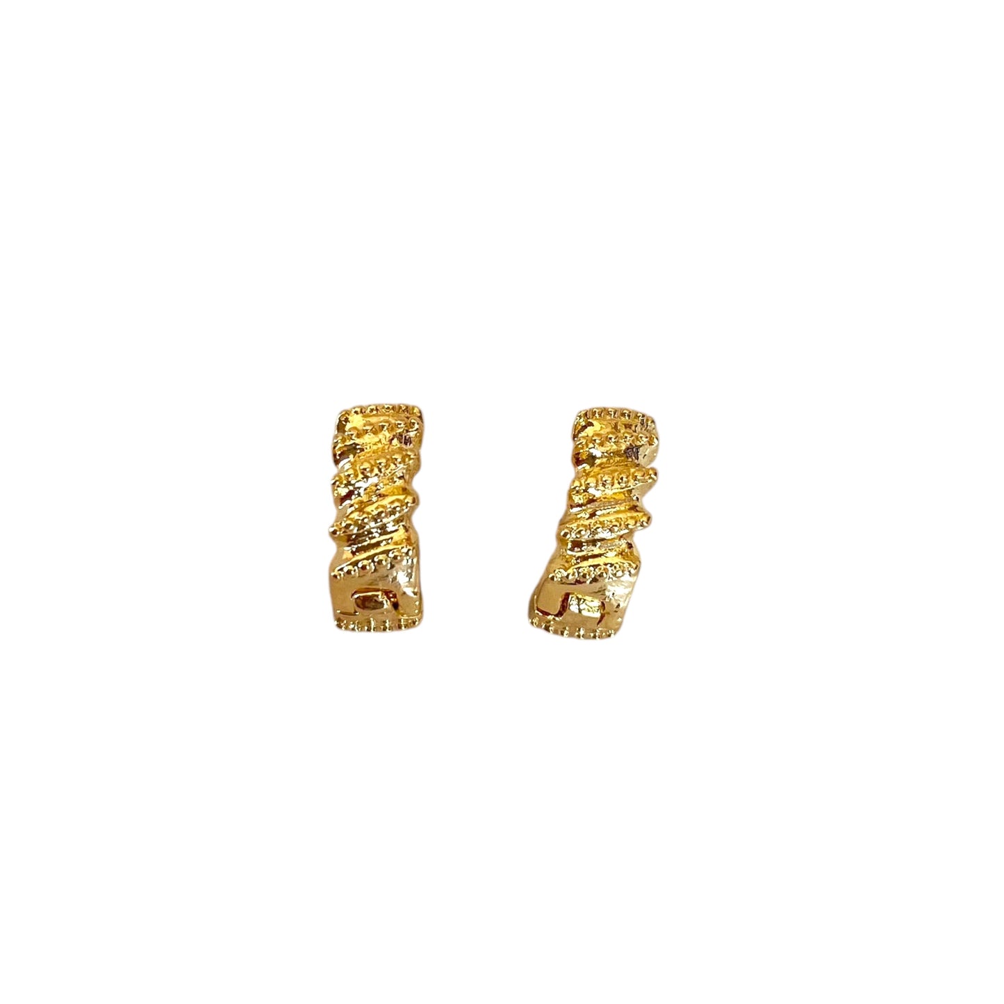 Rugged Petite Huggie Hoop 18k Gold Filled Earrings