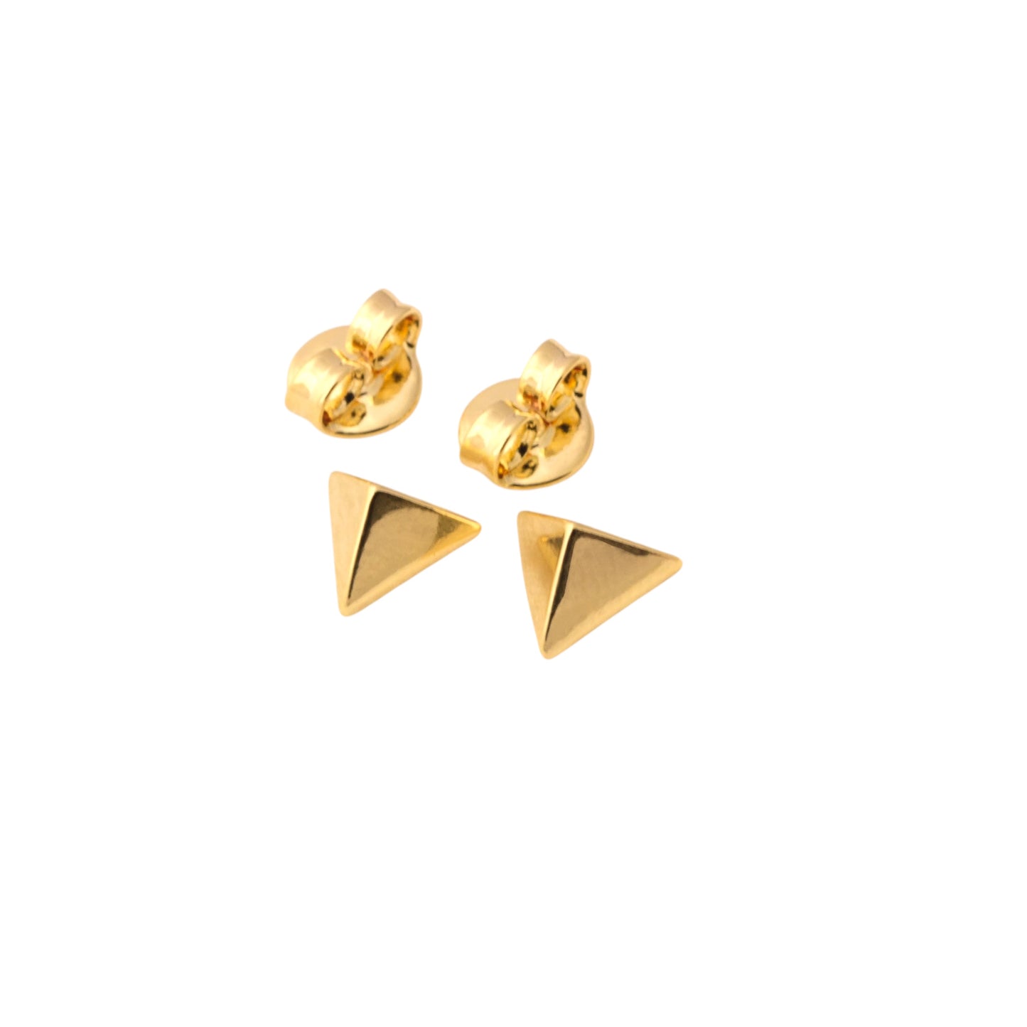 Mini Faceted Triangle Studs 18k Gold Filled Earrings