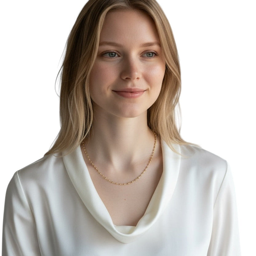 Faceted Beaded Necklace in 18K gold-filled, view 5