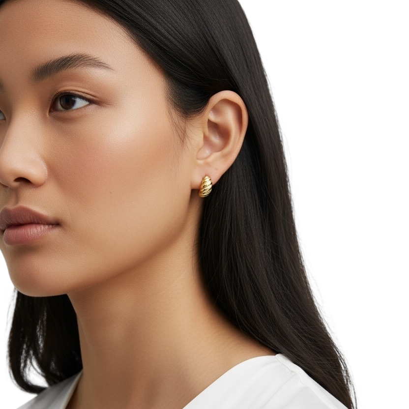 15mm Croissant Stud 18k Gold Filled Earrings