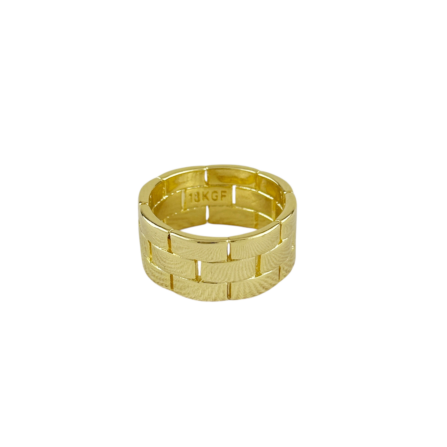 9mm Brick Link Band 18K Gold Filled Ring