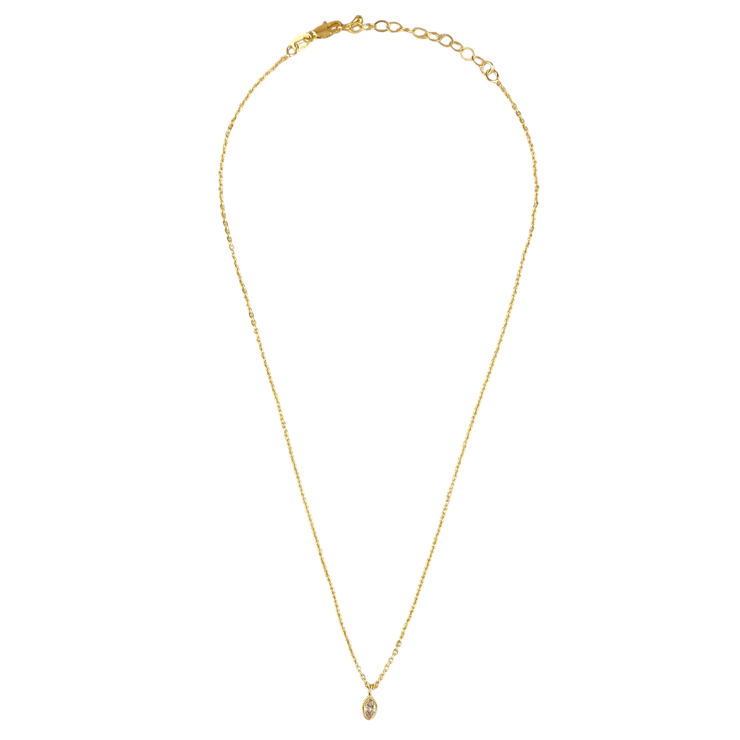 6mm Marquise CZ Bezel Pendant 18k Gold Filled Necklace