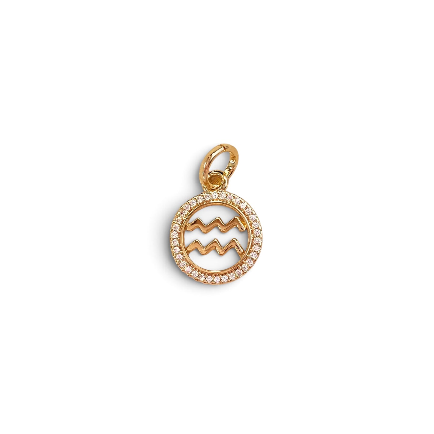 Aquarius Zodiac CZ 17mm 18K Gold Filled Pendant