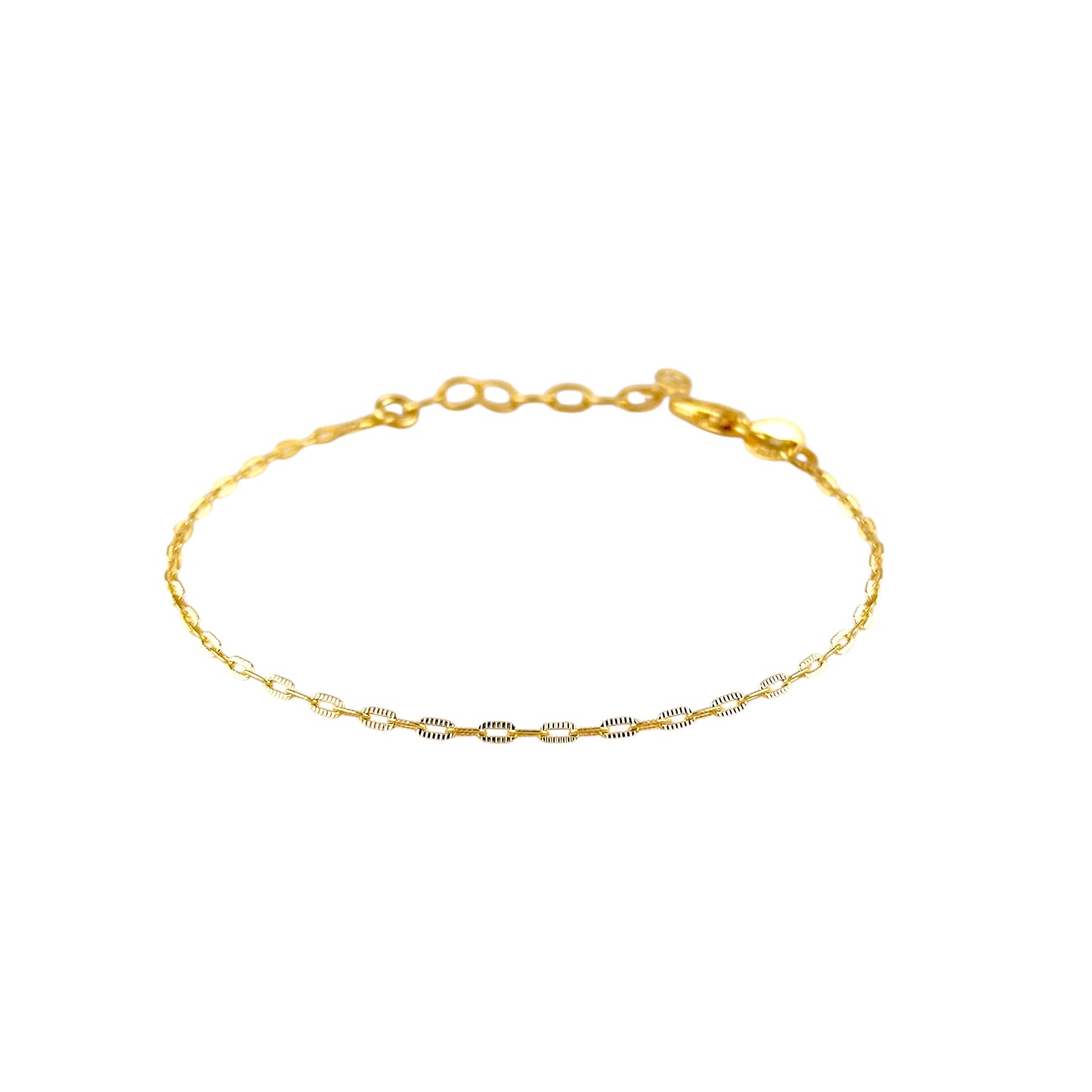 Diamond Cut Mini Link Chain 18k Gold Filled Bracelet