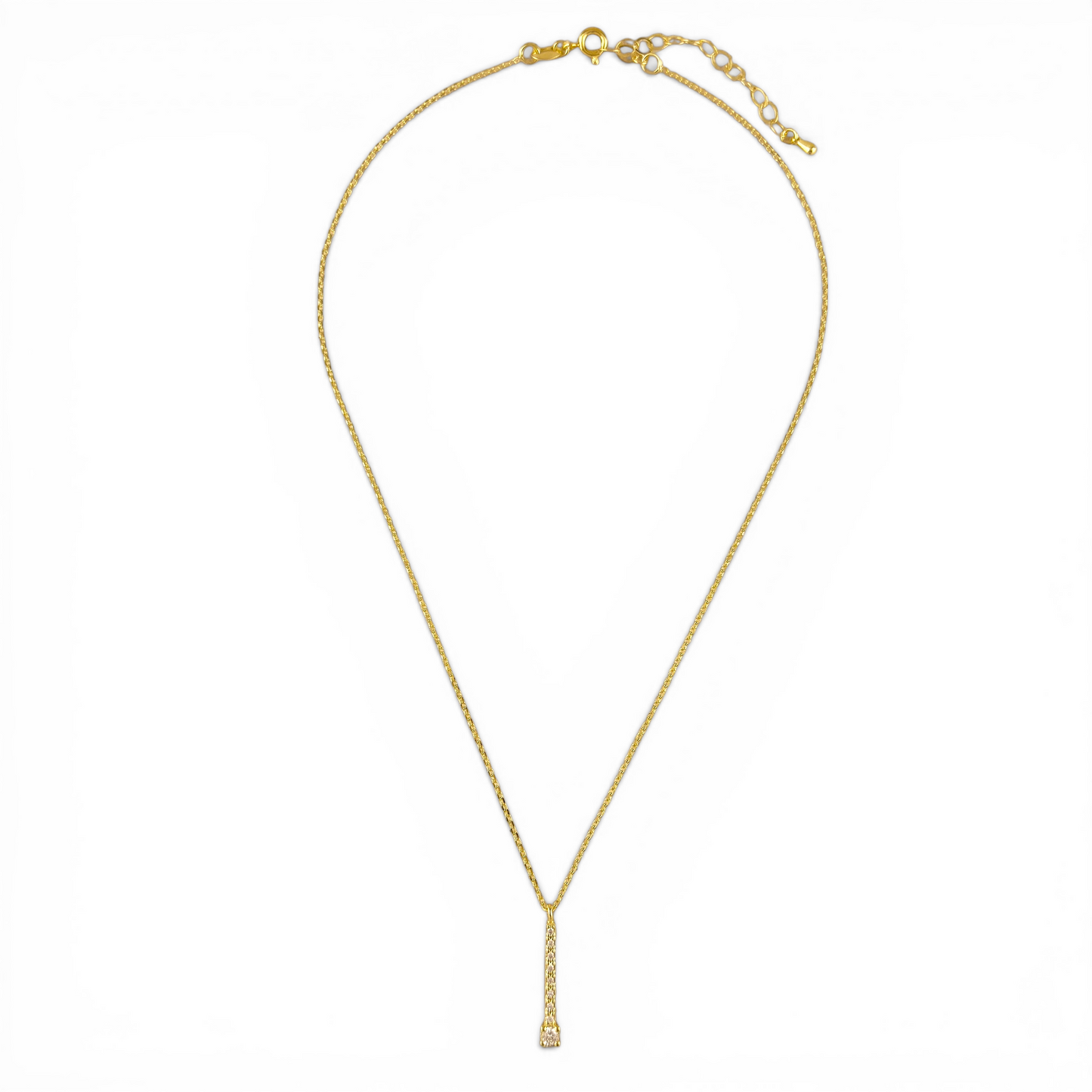Pavé CZ Bar with Solitaire 18K Gold Filled Necklace