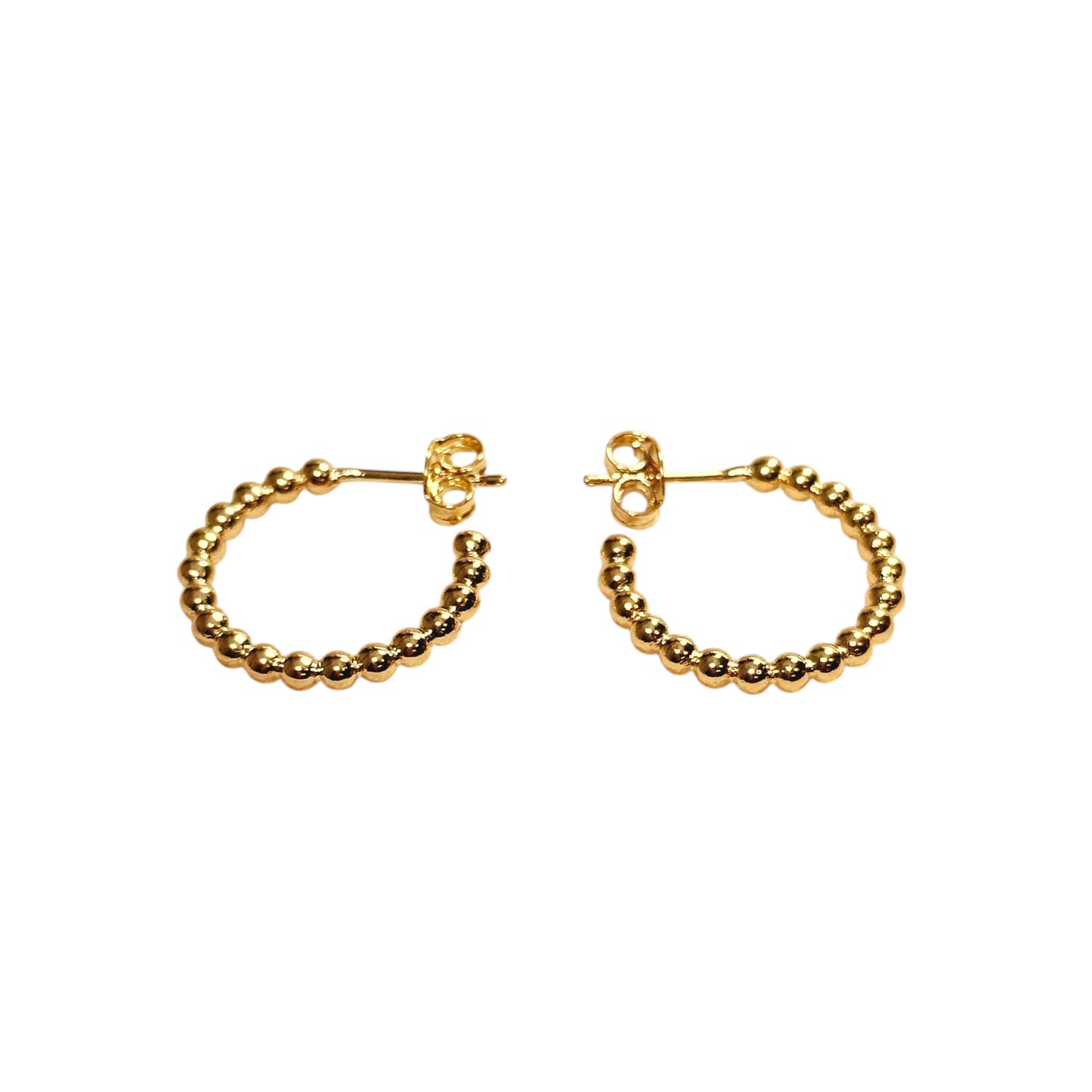Beaded Open Hoop 18K Gold Filled Earrings