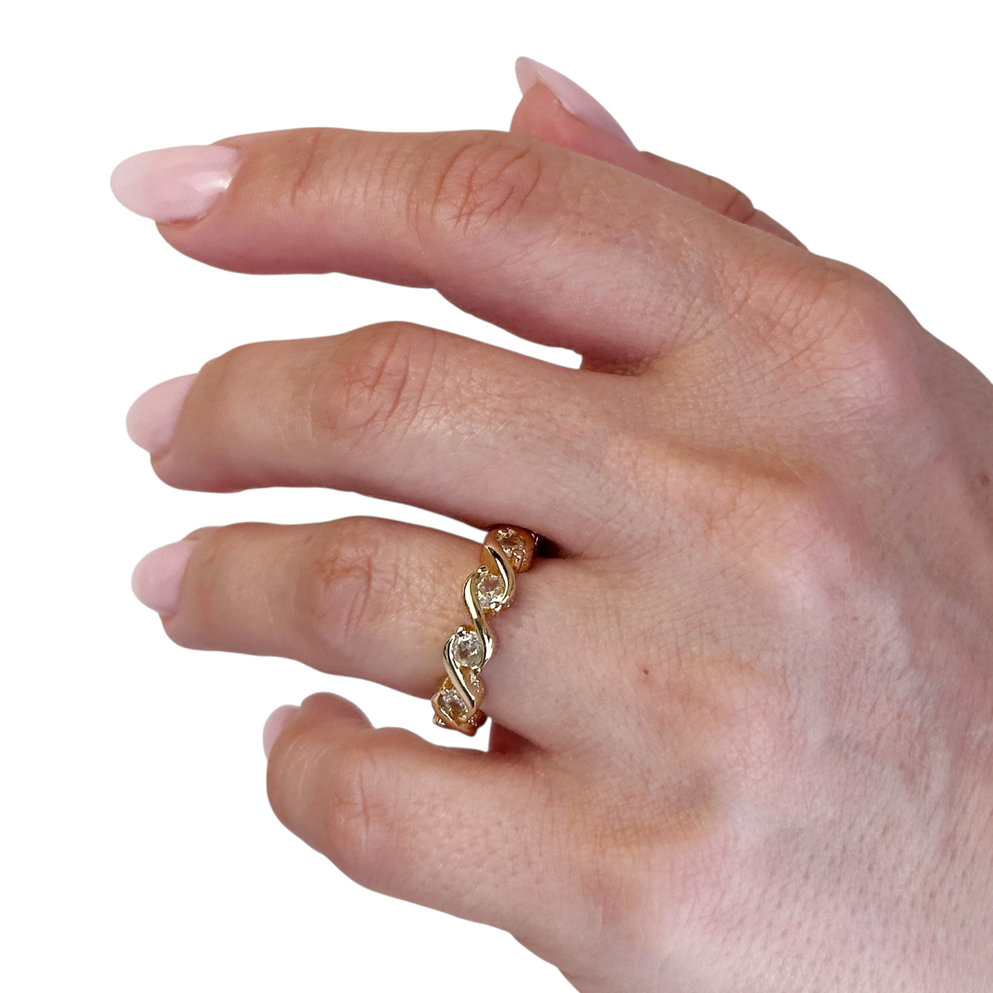 Curved CZ Eternity Band 18k Gold Filled Ring