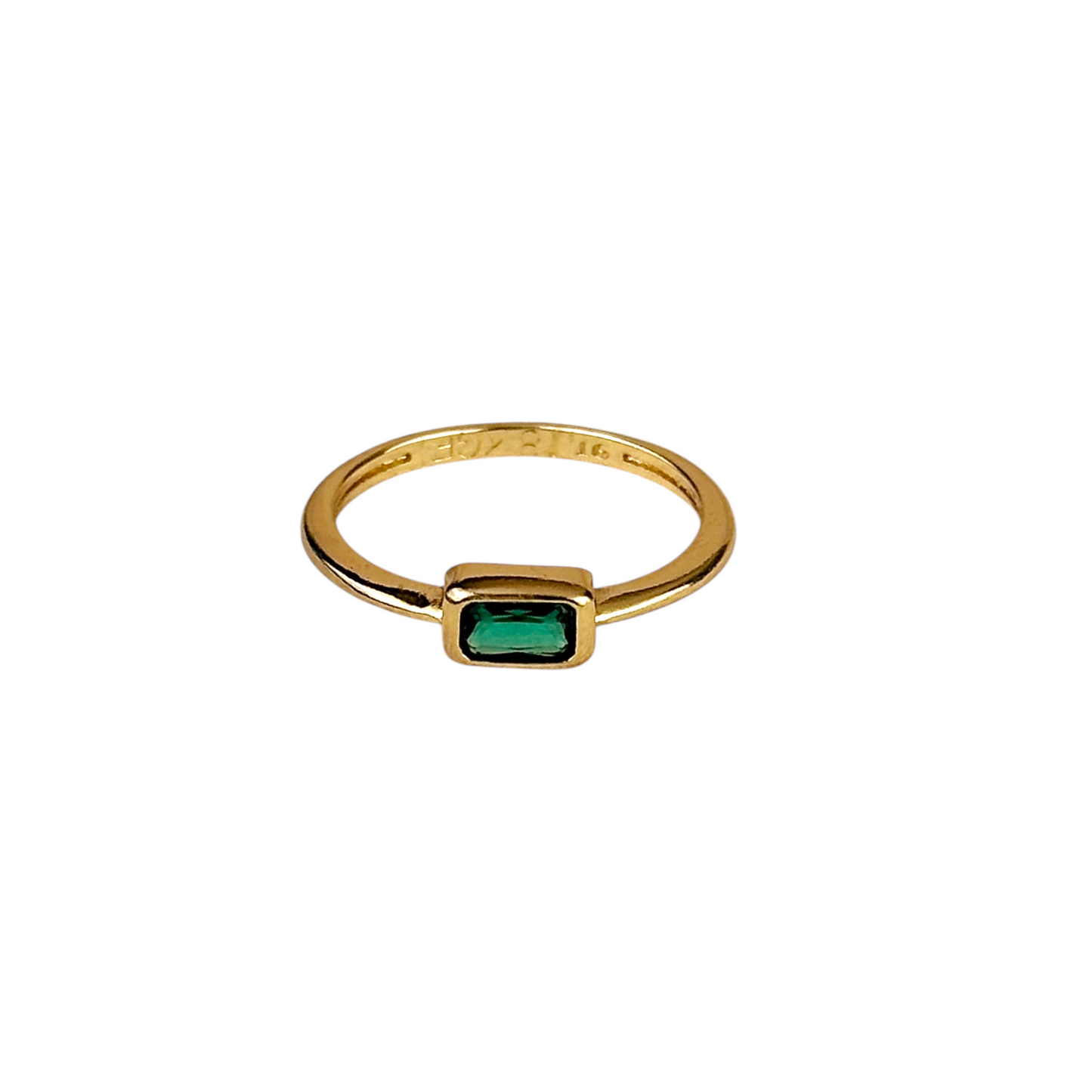 Rectangle CZ Solitaire 18k Gold Filled Ring
