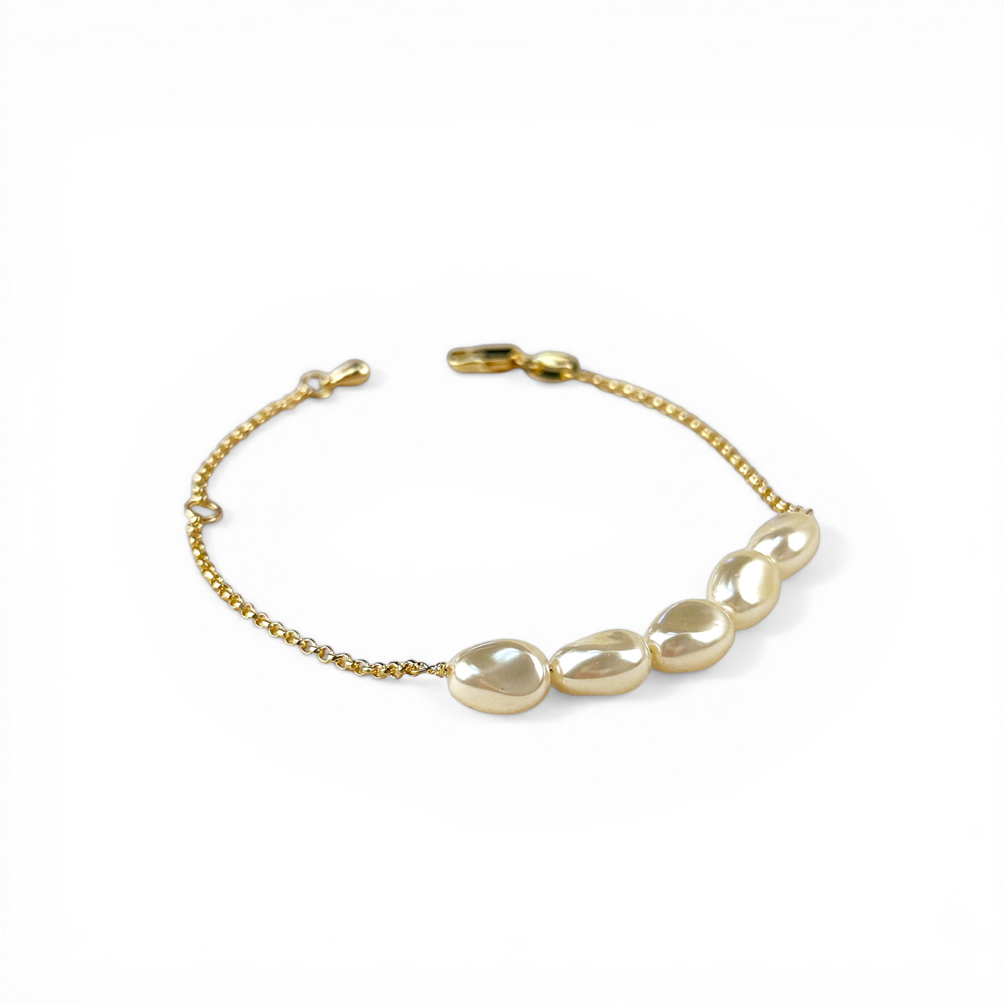 Row of Freshwater Baroque Pearls 18K Gold Filled Bracelet