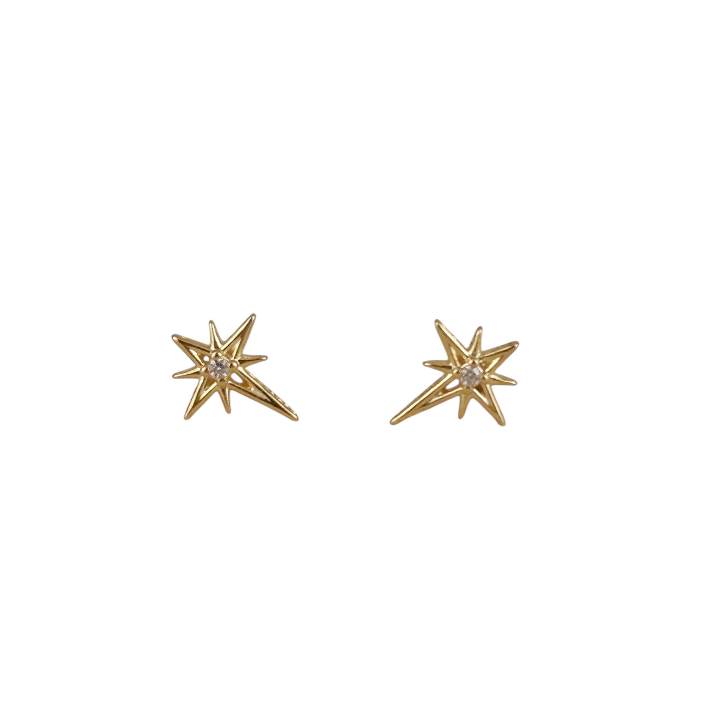 10mm CZ Starburst Stud 18k Gold Filled Earrings