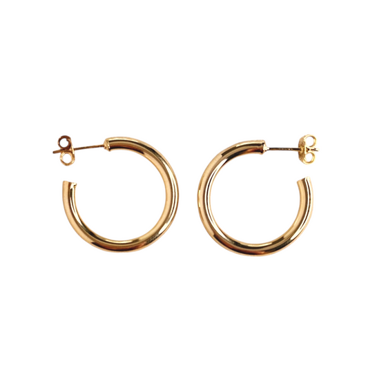 Classic Tube Open Hoop 18K Gold Filled Earrings