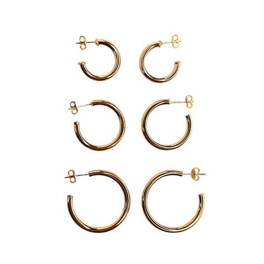 Classic Tube Open Hoop 18K Gold Filled Earrings