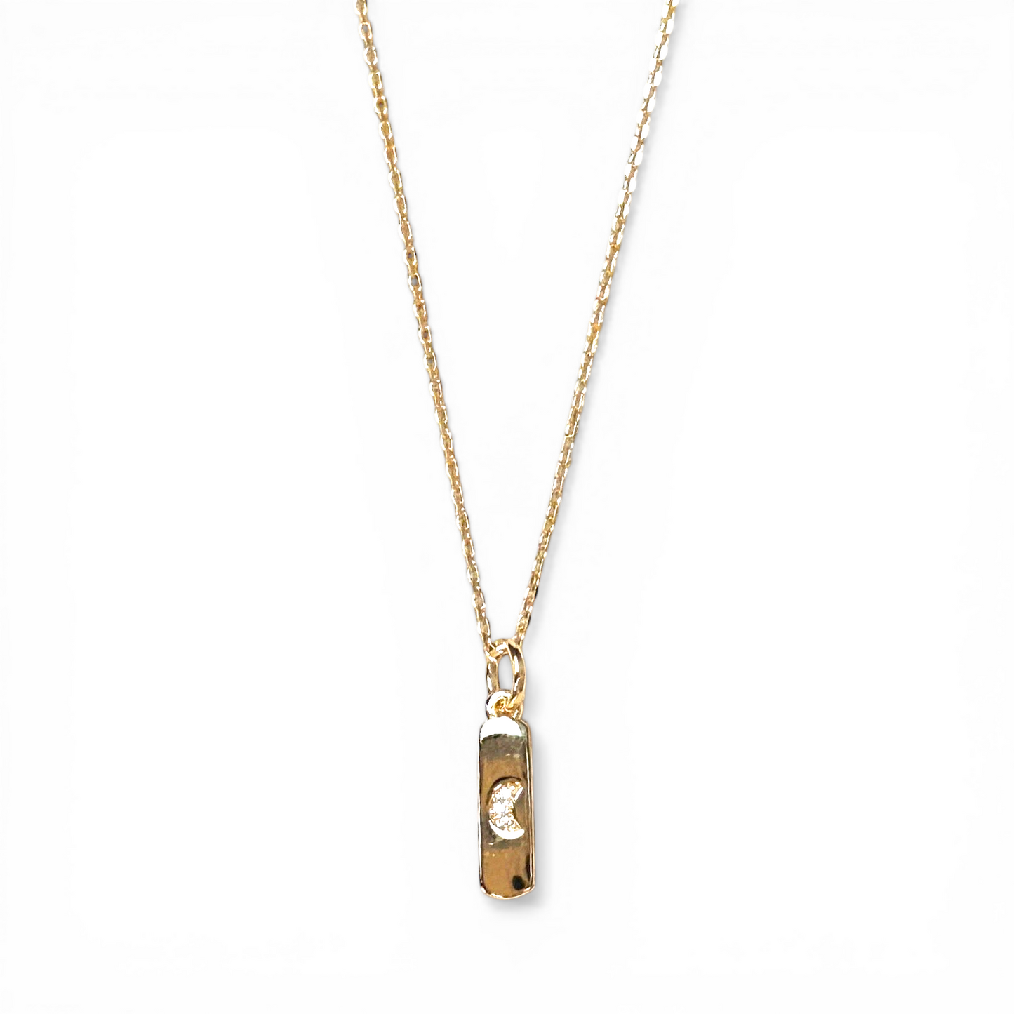 Crescent Moon Cutout CZ 15mm 18K Gold Filled Charm