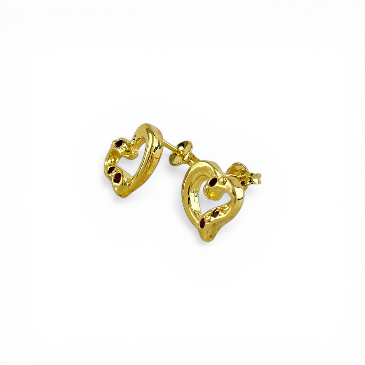 12mm Open Heart with CZ 18K Gold Filled Stud Earrings