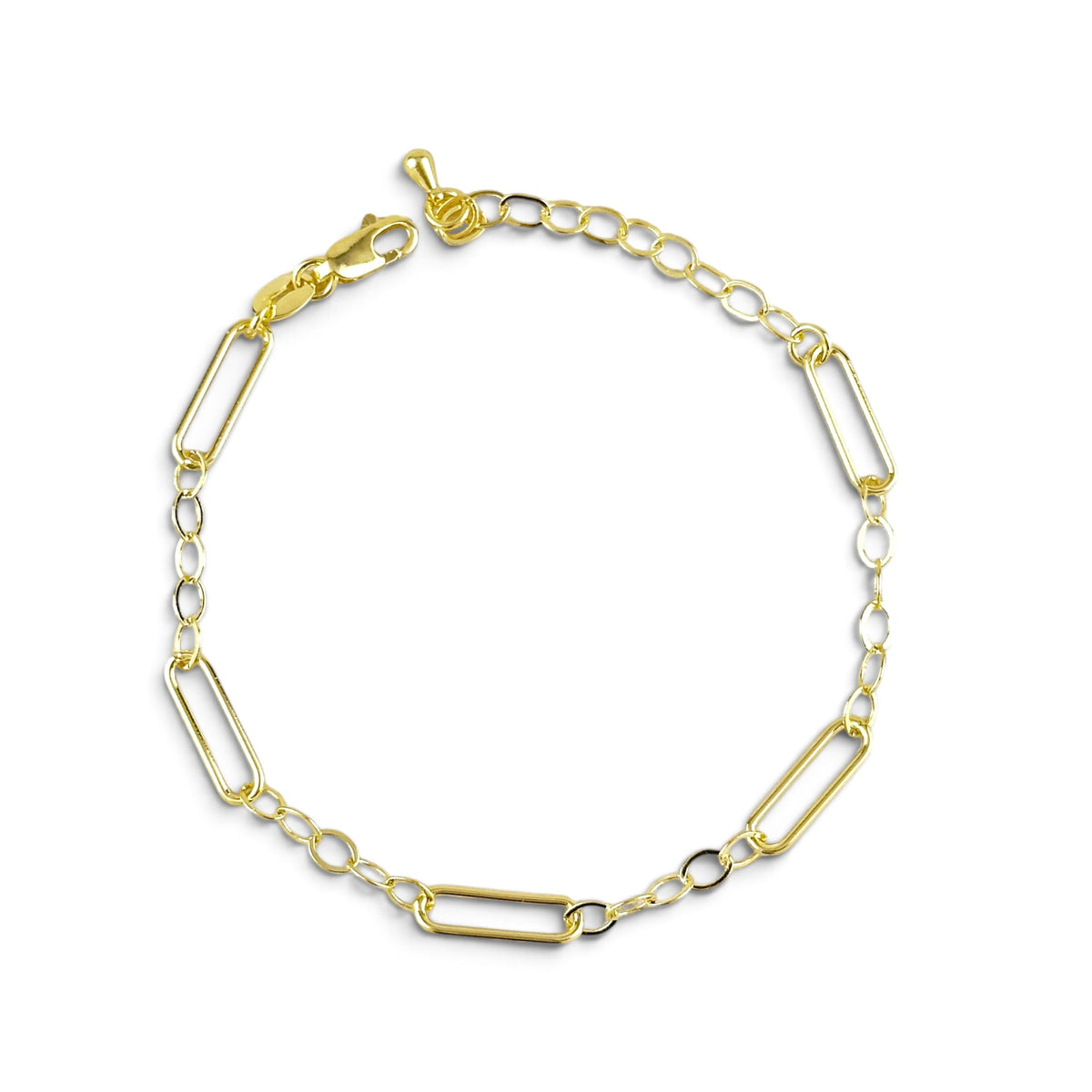 Paperclip & Oval Link Bracelet in 18K gold-filled