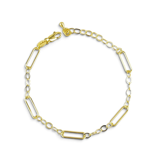 Paperclip & Oval Link Bracelet in 18K gold-filled