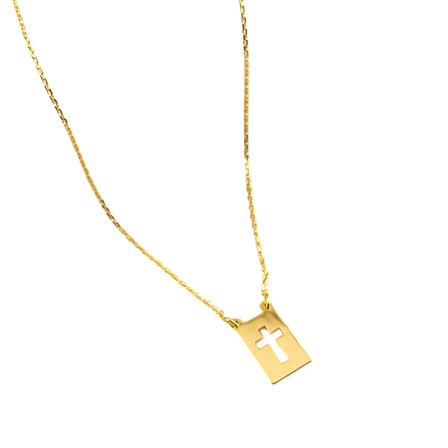 18mm Cross Plate 18K Gold Filled Necklace