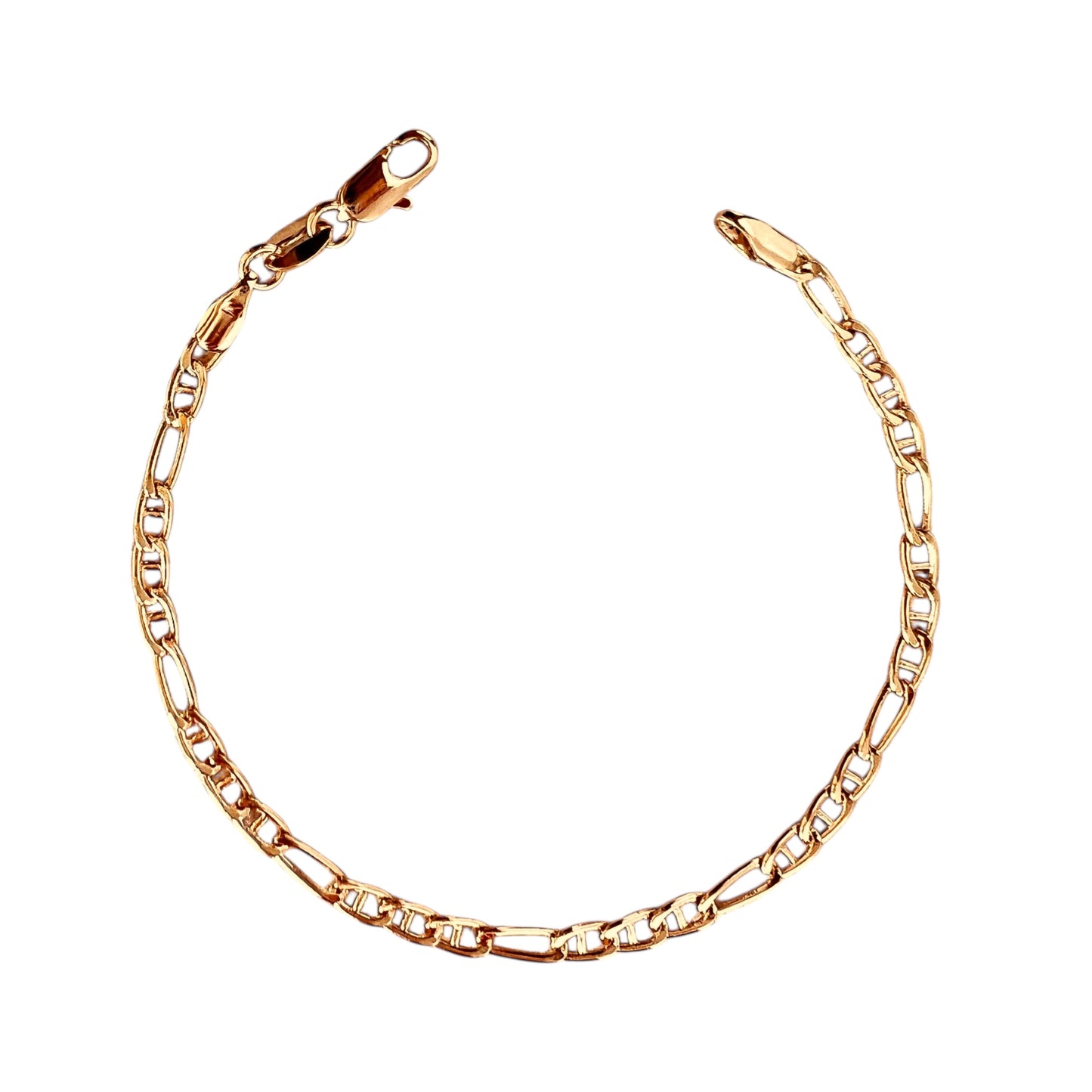 3.5mm Figarucci Link Chain 18k Gold Filled Bracelet