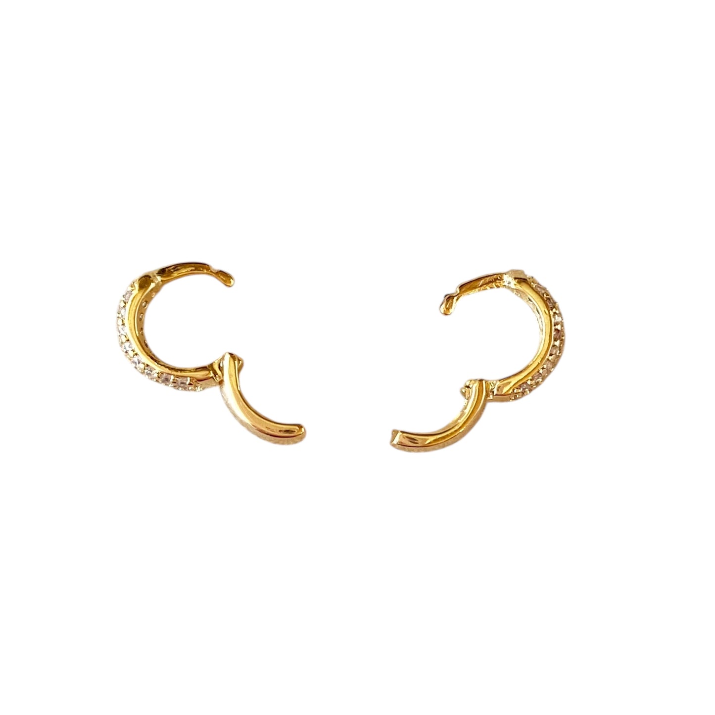 9.5mm CZ Huggie Hoop 18k Gold Filled Earrings