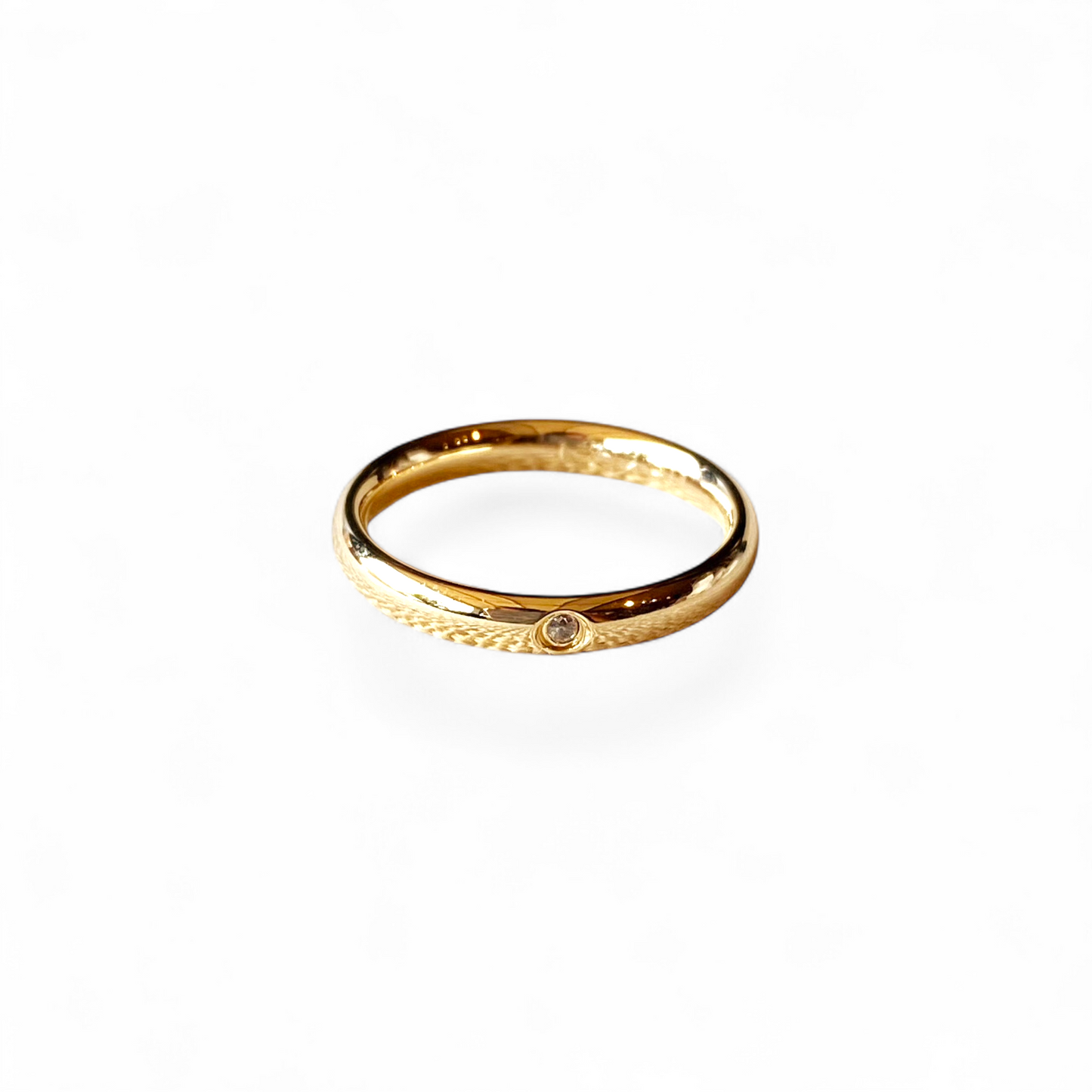 3mm Band with CZ Detail 18K Gold Filled Ring