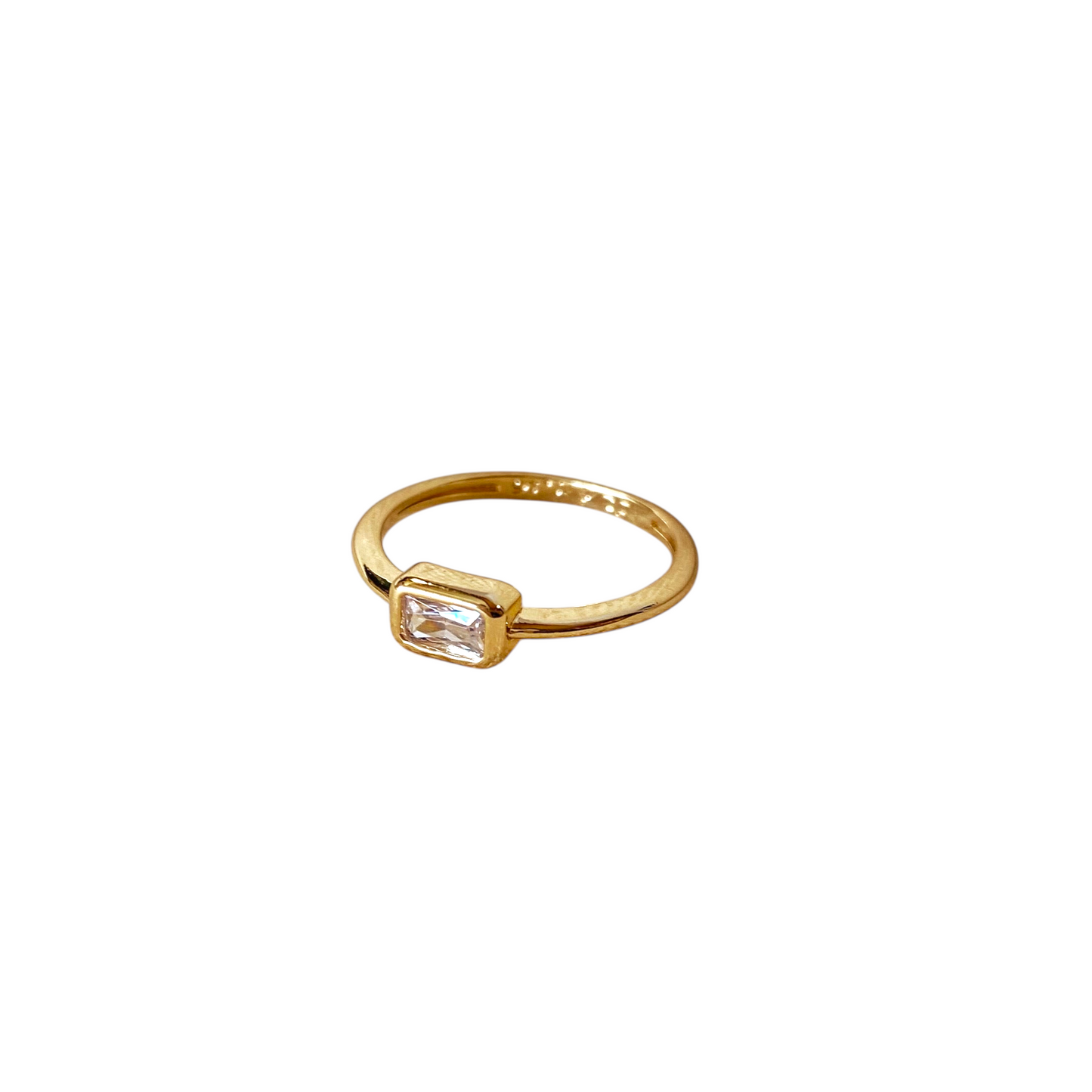 CZ Rectangle Solitaire 18k Gold Filled Ring