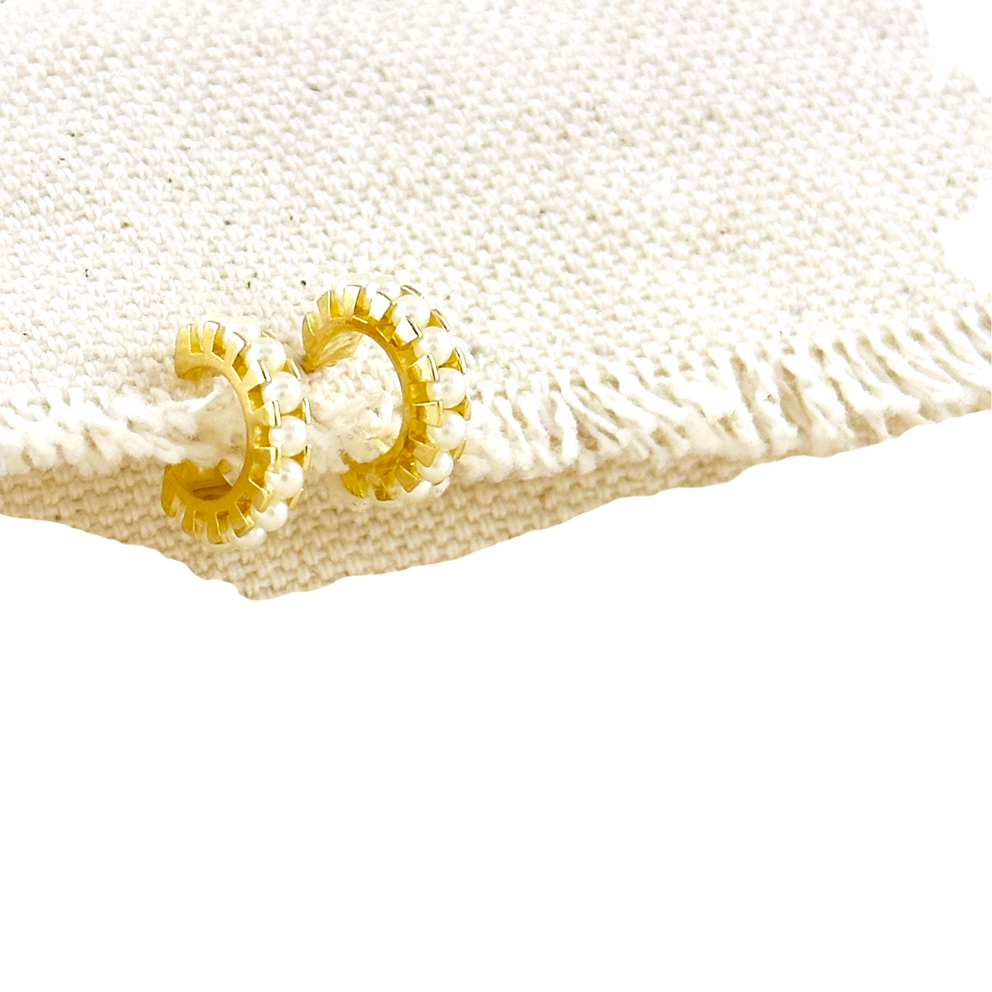 Pearl-Lined Open Hoop 18k Gold Filled Earrings