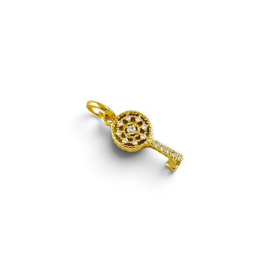 CZ Key Pendant in 18K gold-filled, view 2
