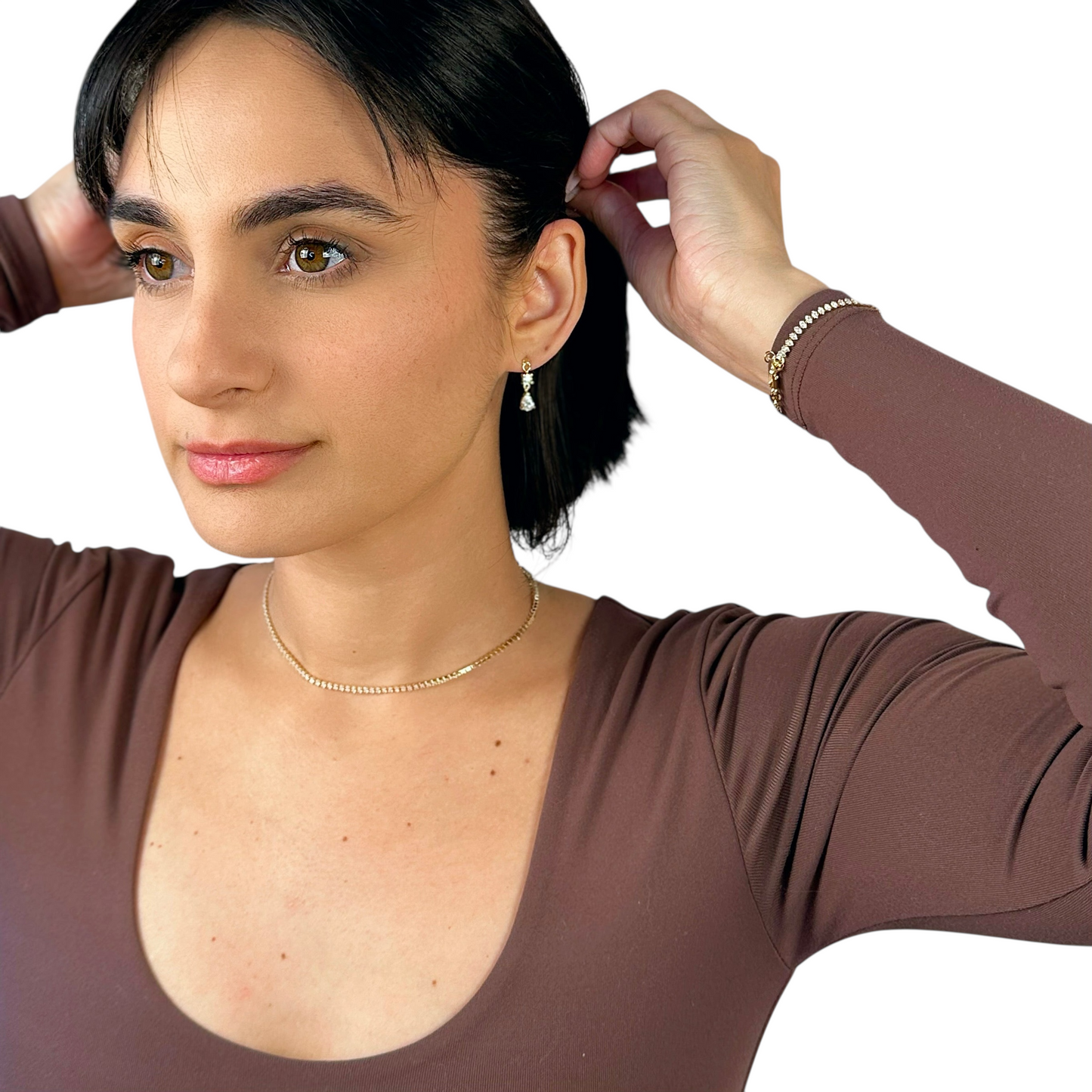 3mm Marquise CZ 18k Gold Filled  Riviera Necklace