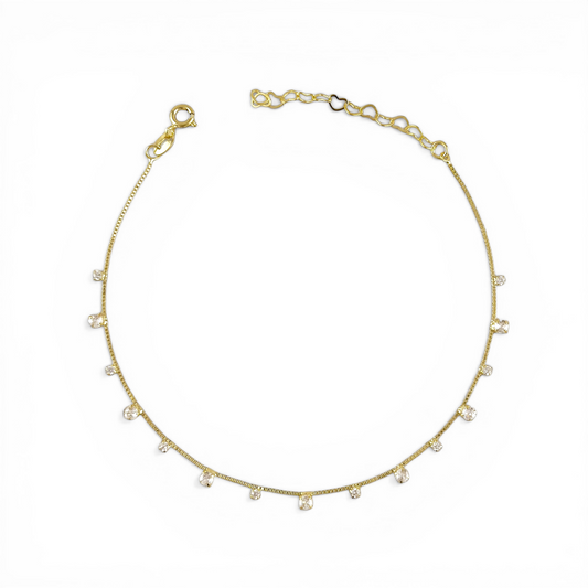 Micro CZ Drop 18K Gold Filled Anklet
