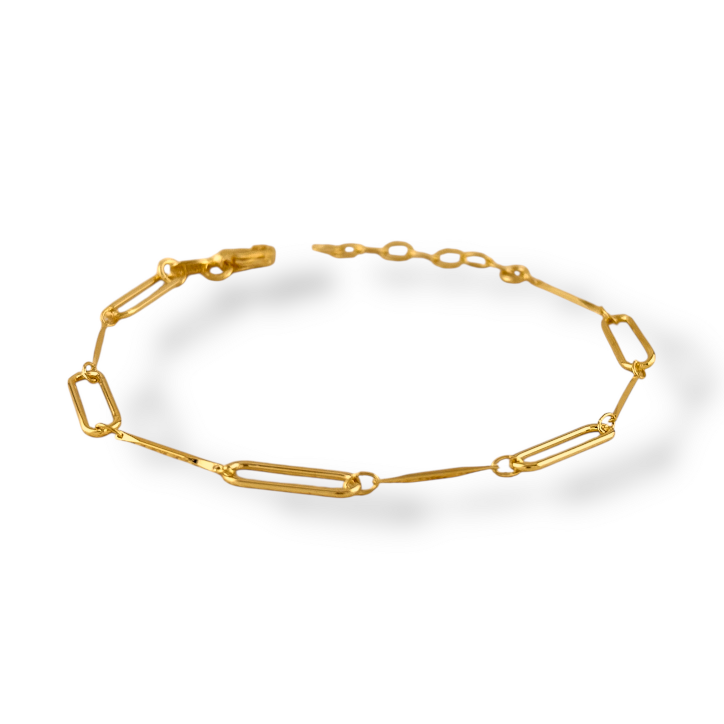 Paperclip & Bar Station Chain 18k Gold Filled Bracelet