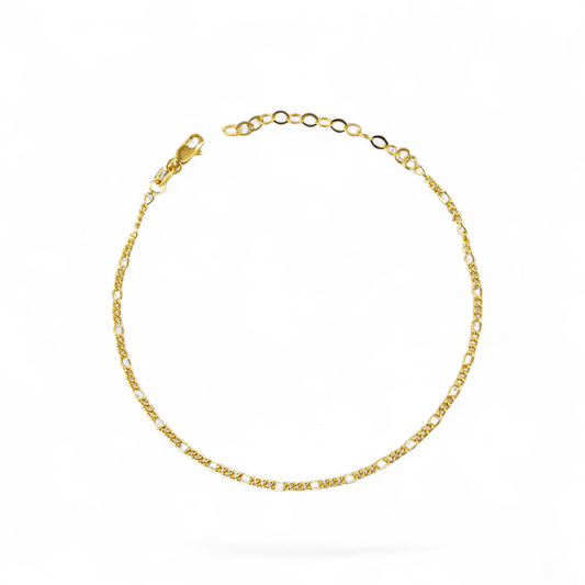 2mm Rounded Figaro Chain 18K Gold Filled Anklet