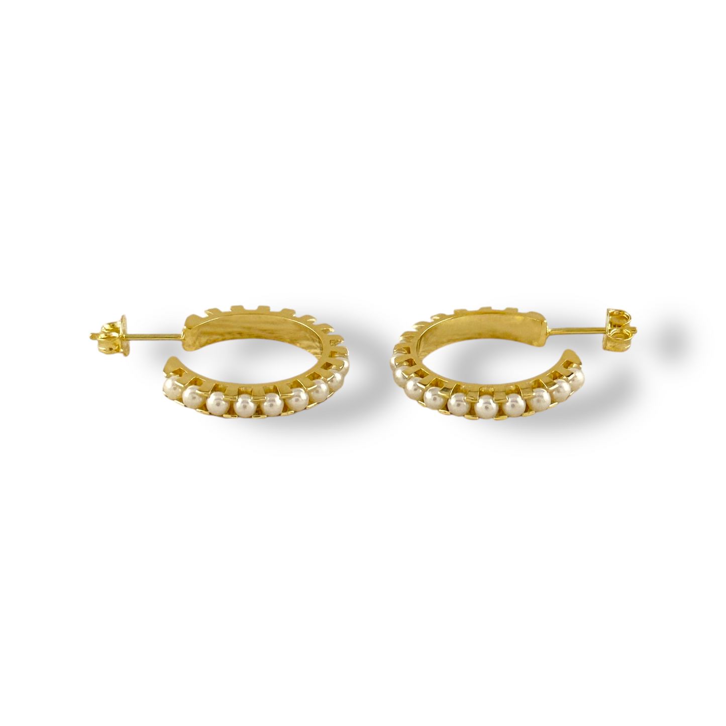 22mm Pearl-Lined Open Hoop 18k Gold Filled Earrings