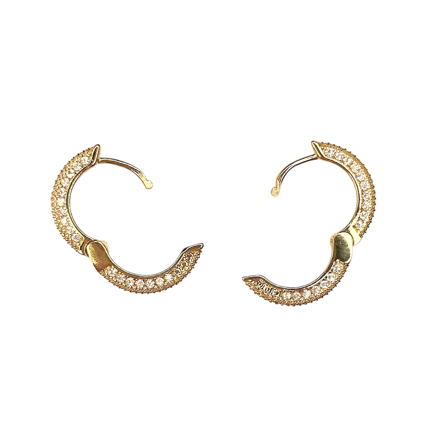 15mm CZ Full Pavé Huggie Hoop 18K Gold Filled Earrings