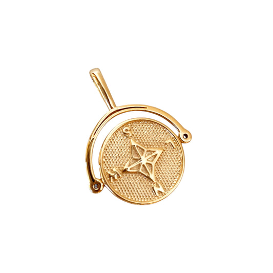 Swivel Compass CZ 30mm 18K Gold Filled Pendant