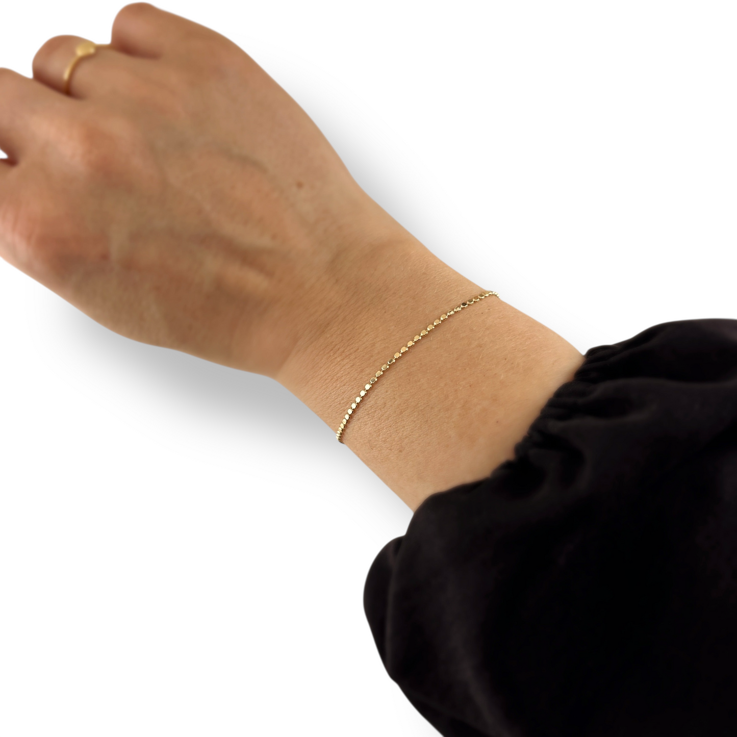 1.5mm Flat Disc Chain 18k Gold Filled Bracelet