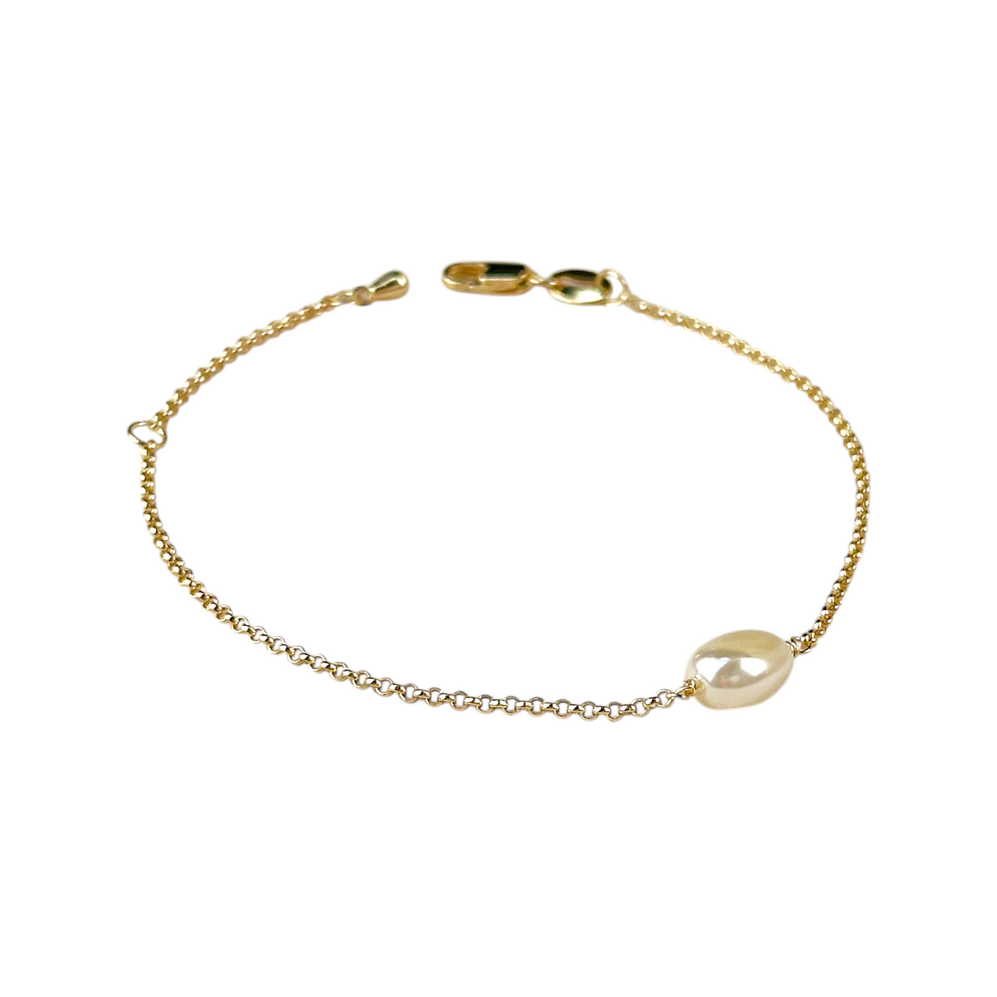 Solitaire Baroque Pearl 18k Gold Filled Bracelet