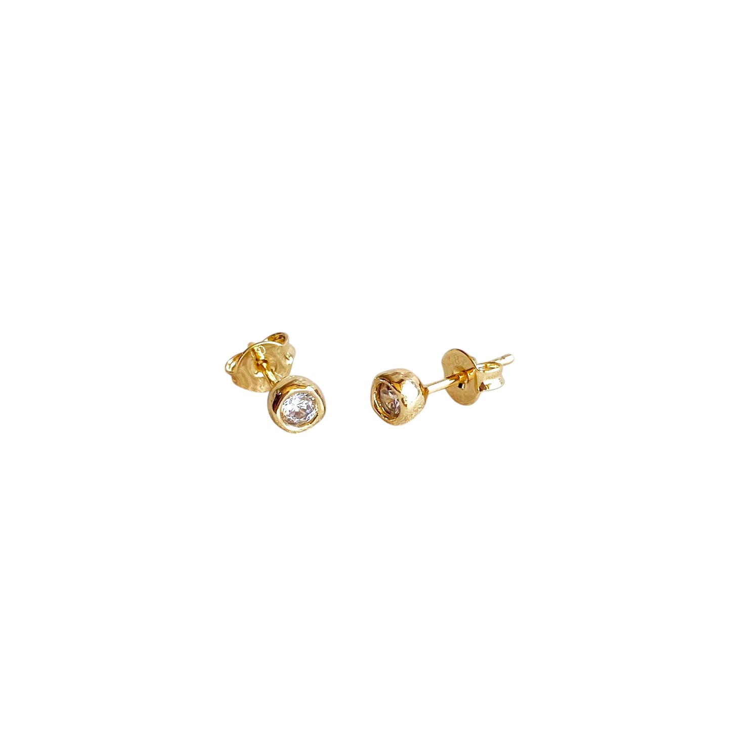 4mm Round CZ Frame Stud 18k Gold Filled Earrings