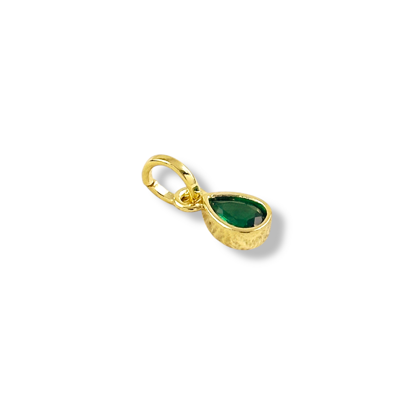 Birthstone Bezel Teardrop CZ 13mm 18K Gold Filled Charm